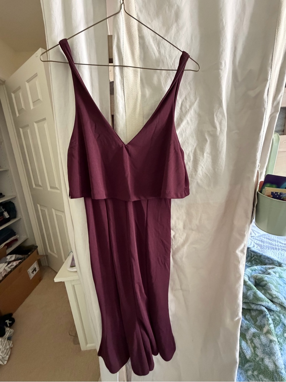 H&M Strapless Deep Plum Layered Midi Dress